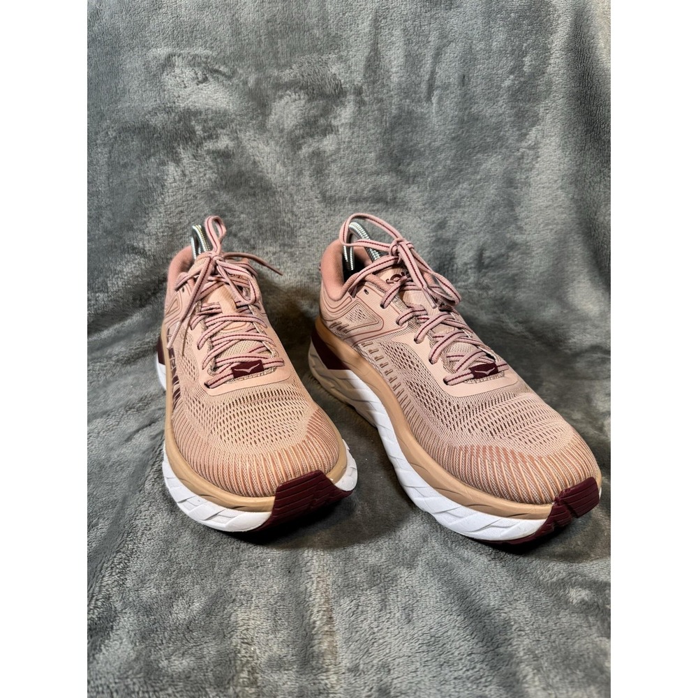 Hoka One One Bondi 7 Shoes Womens Size 9.5 Pink Running Sneakers 1110519 - Picture 2 of 14